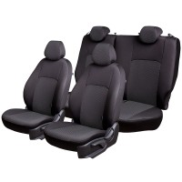 Авточехлы «Lord Auto Дублин Жаккард» Nissan Almera lll 11.2012-08.2019 г.в., раздельная задняя спинка (G11/G15 седан 4 двери, чёрный/ёж белый)