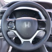 Оплетка на руль из натуральной кожи Honda Civic IX 2011-2016 г.в. (для руля без штатной кожи, черная)