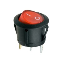 Переключатель клавишный, круглый Ø 21мм (2 положения, 3 pin) 12V с подсветкой (цвет в ассортименте)