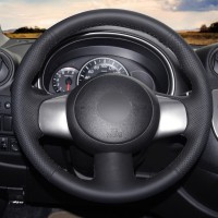 Оплетка на руль из «Premium» экокожи Nissan Micra 2010-2017 г.в. (черная)