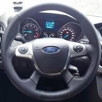 Оплетка на руль из натуральной кожи Ford Focus III (C346) 2011-2015 г.в. (для руля без штатной кожи, черная)